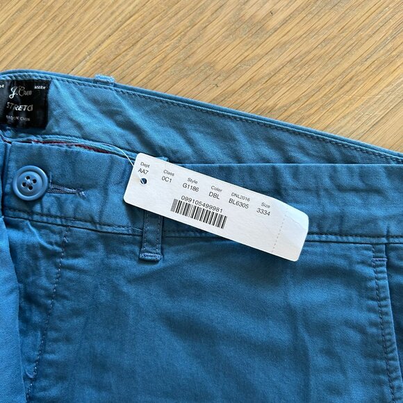 NWT Blue JCrew 484 Slim-fit Stretch Chino 33/34 - Picture 2 of 4